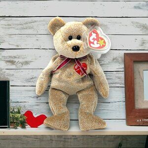 TY Beanie Babies 1999 Signature Bear Light Brown Plush Teddy Bear 8" With Tags